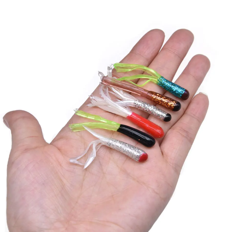 JYJ  20pcs 4.5cm Soft artificial worm baits, squid tube pesca isca fishing lure wobbler for bass carp fishing