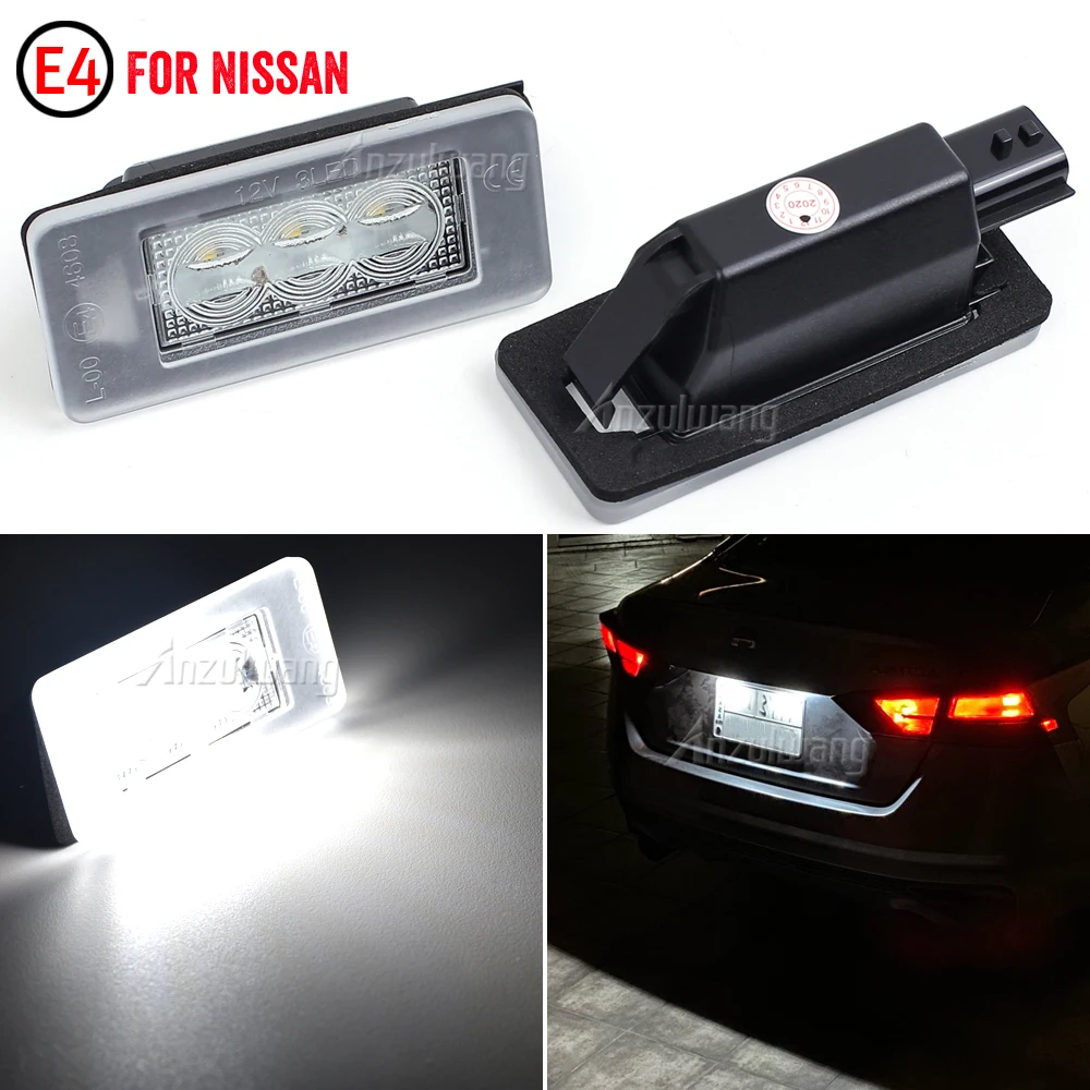 2Pcs LED License Number Plate Tag Light Lamp For Nissan Serena C27 Altima Suzuki Landy Dacia Duster 2017 2018 2019 2020 2021