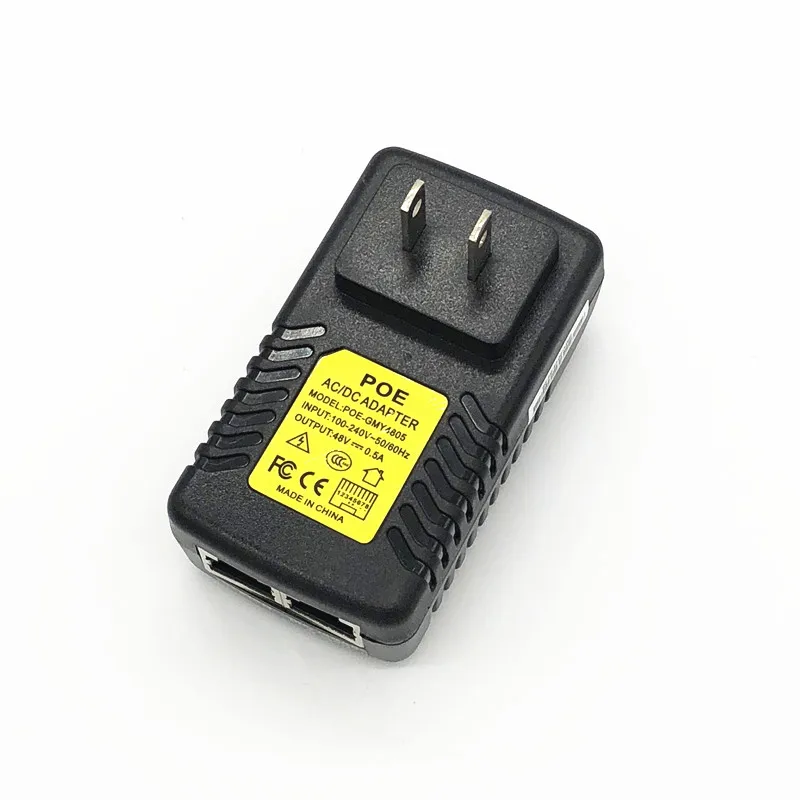 POE Injector Power Adapter, cabo de alimentação, CCTV Segurança, Câmera IP, Telefone, AC 110V-240V para DC 12V 24V 48V 0.5A 1A POE Injector