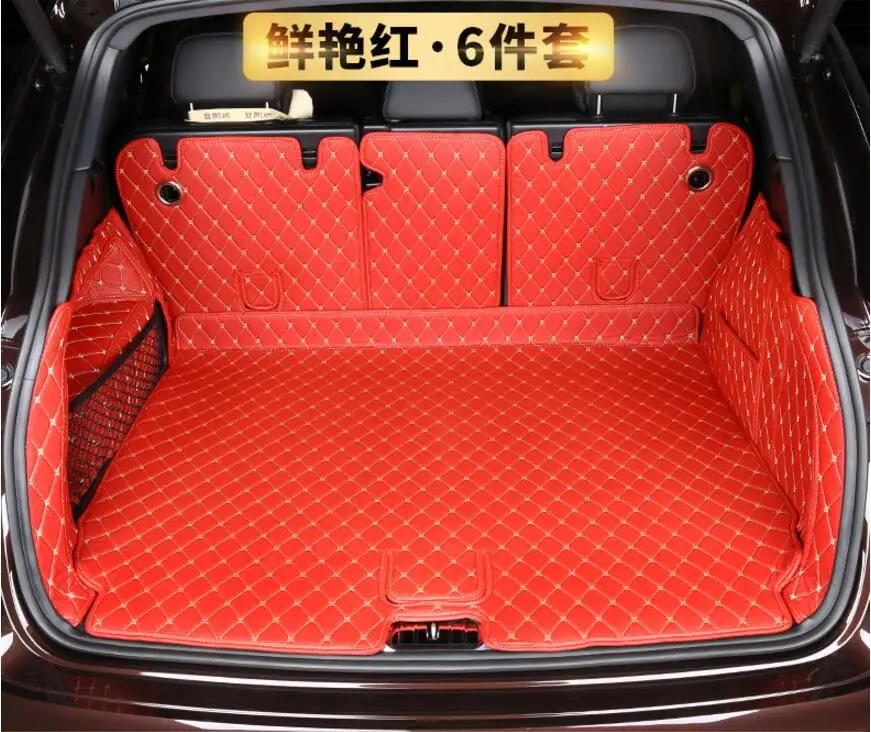 Car Embroidery Leather Full Rear Trunk Tray Liner Cargo Mat Floor Protector Foot Pad Mats For Porsche Cayenne 2018 2019