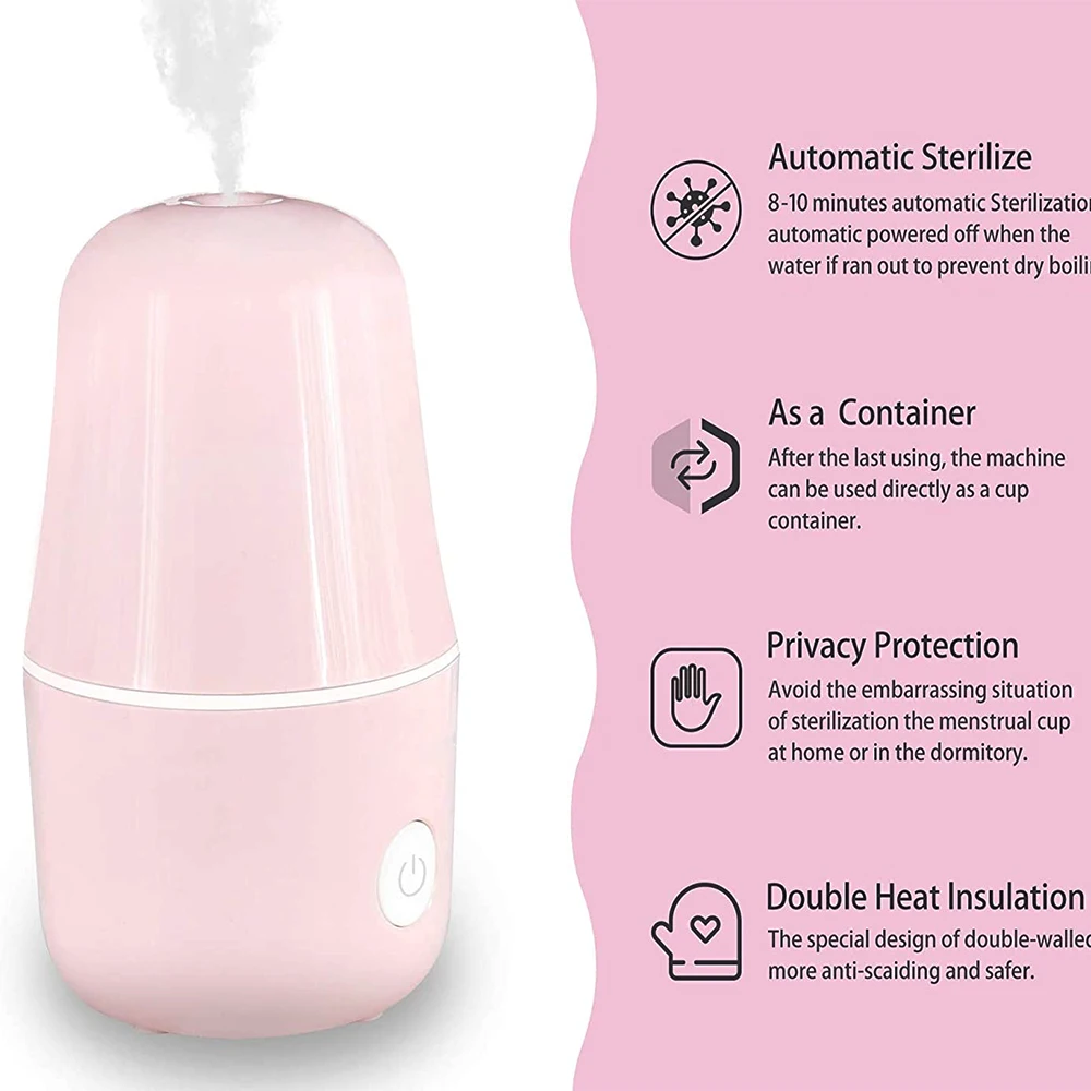 Menstrual Cup Steamer Sterilizer With 2PCS Reusable Period Cup,High Temperature Steam Sterilization For Kegel Ball Menstrual Pad