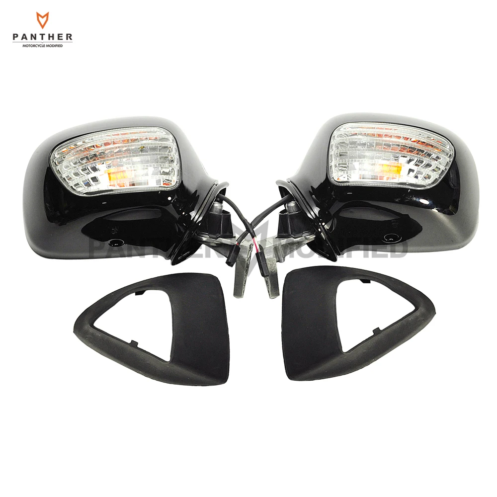 Black Motorcycle Rear View Mirror Turn Signal Light Clear Lens Case for Honda Goldwing GL1800 2001-2011