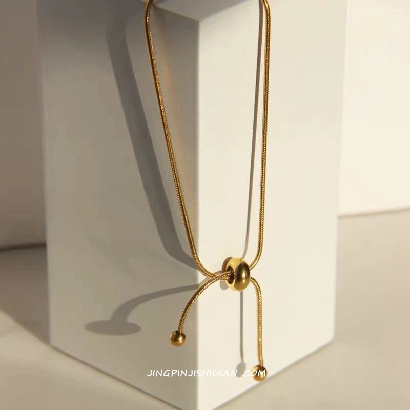 MEYRROYU-pulsera de acero inoxidable para mujer, brazalete de ajuste de cuerda de Color dorado, accesorios sencillos de estilo Joker, 2023