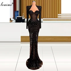 4 Designs Black Crystals Evening Dresses 2021 Middle East Formal Evening Gowns Beading Birthday Party Gowns Vestidos Formale