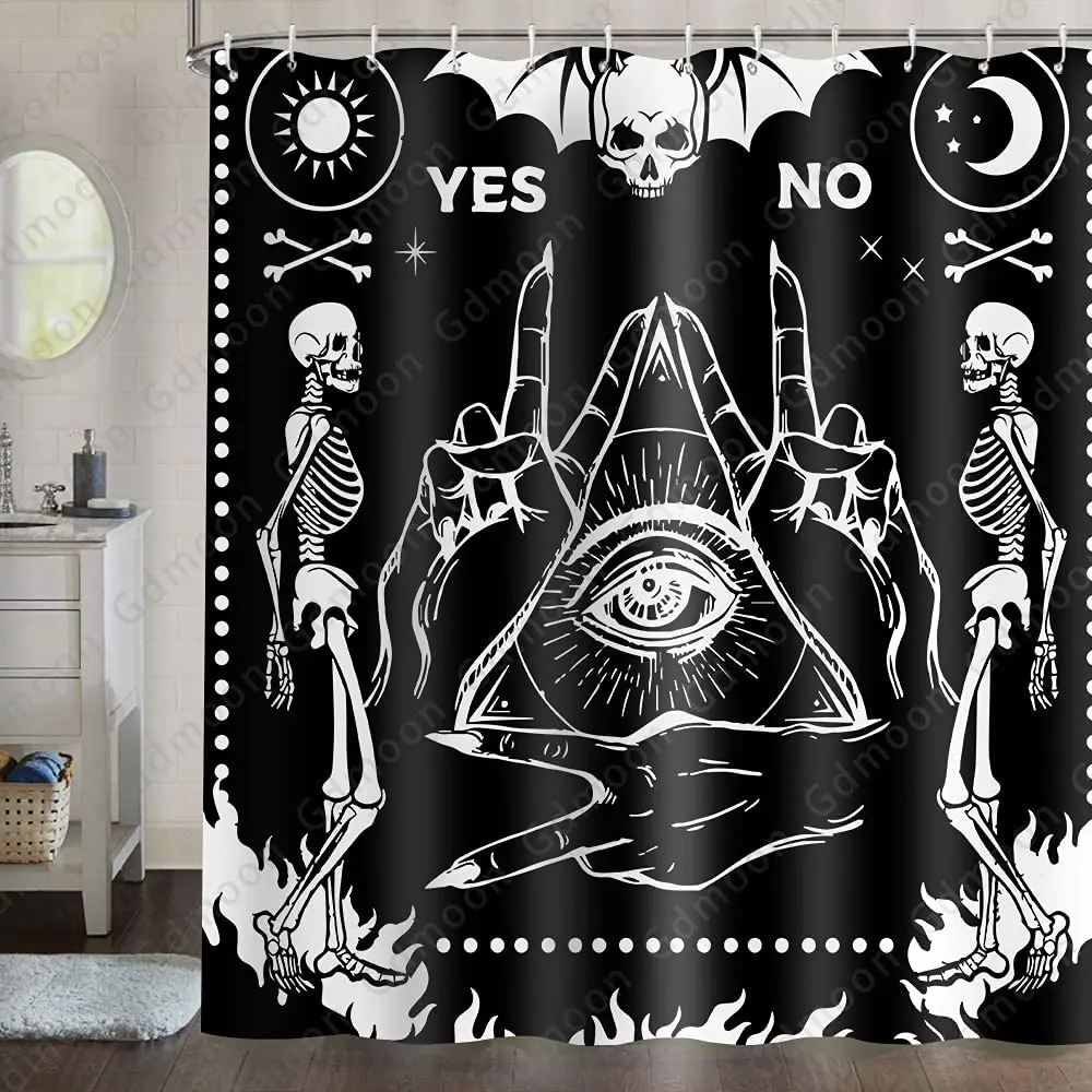 Egyptian Eye Shower Curtain By Ho Me Lili Gothic Palmistry Sugar Skull Hippie Sun Moon Divination Wizard Mystery Bathroom Set