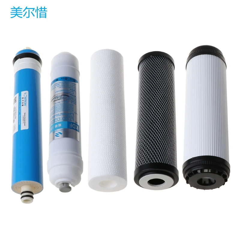 10 Inch Five-stage Reverse Osmosis Filter Set Water Purifier Element Cartridge 50 Gallon 5pcs/set Dropshipping