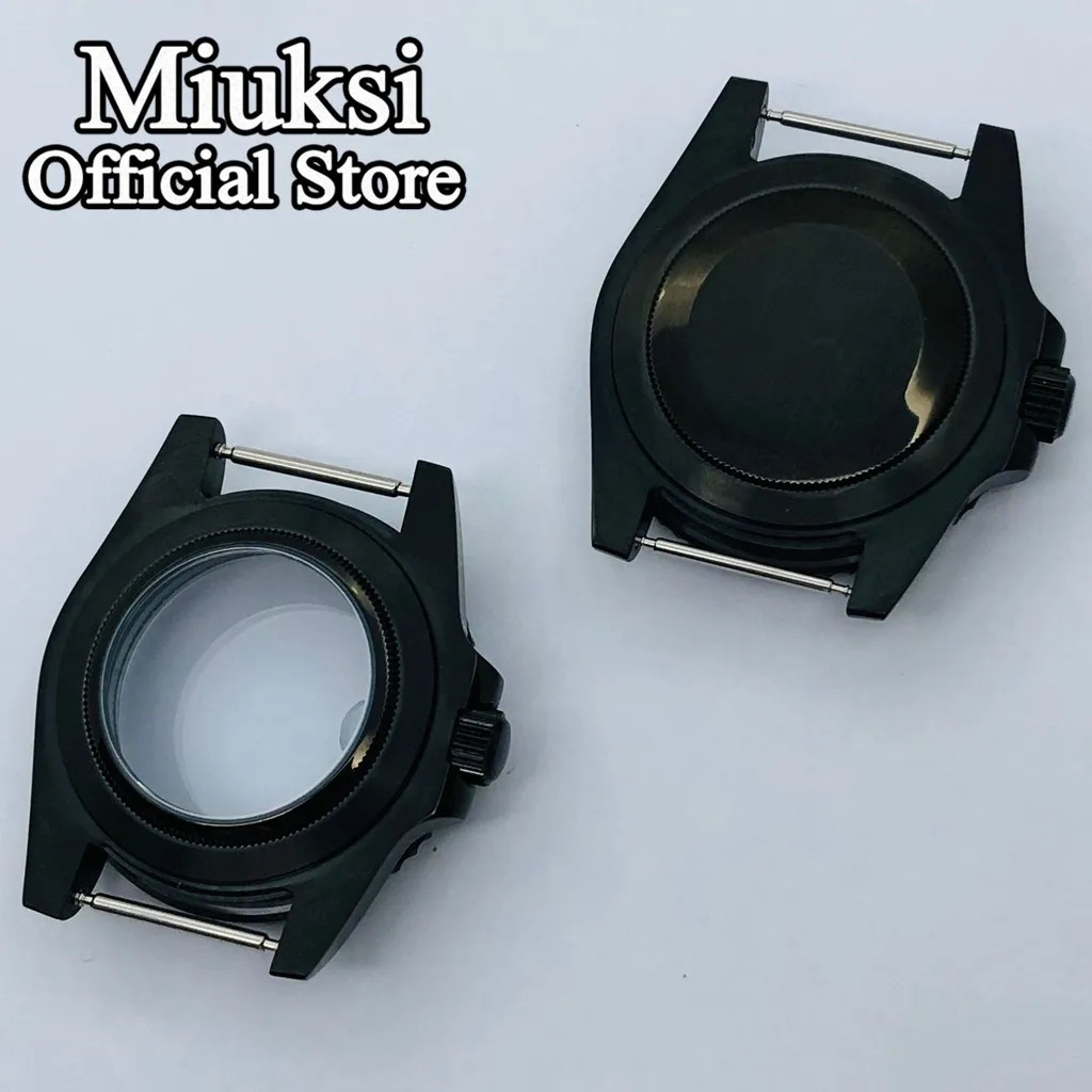 Miuksi 40mm black PVD case sapphire glass black white chapter ring fit NH35 NH36 ETA2824 Seagull ST2130 PT5000 movement