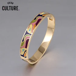 Color Culture Fashion Charms  Gold Geometric Colorful Couples Enamel Bangle Designs Gifts