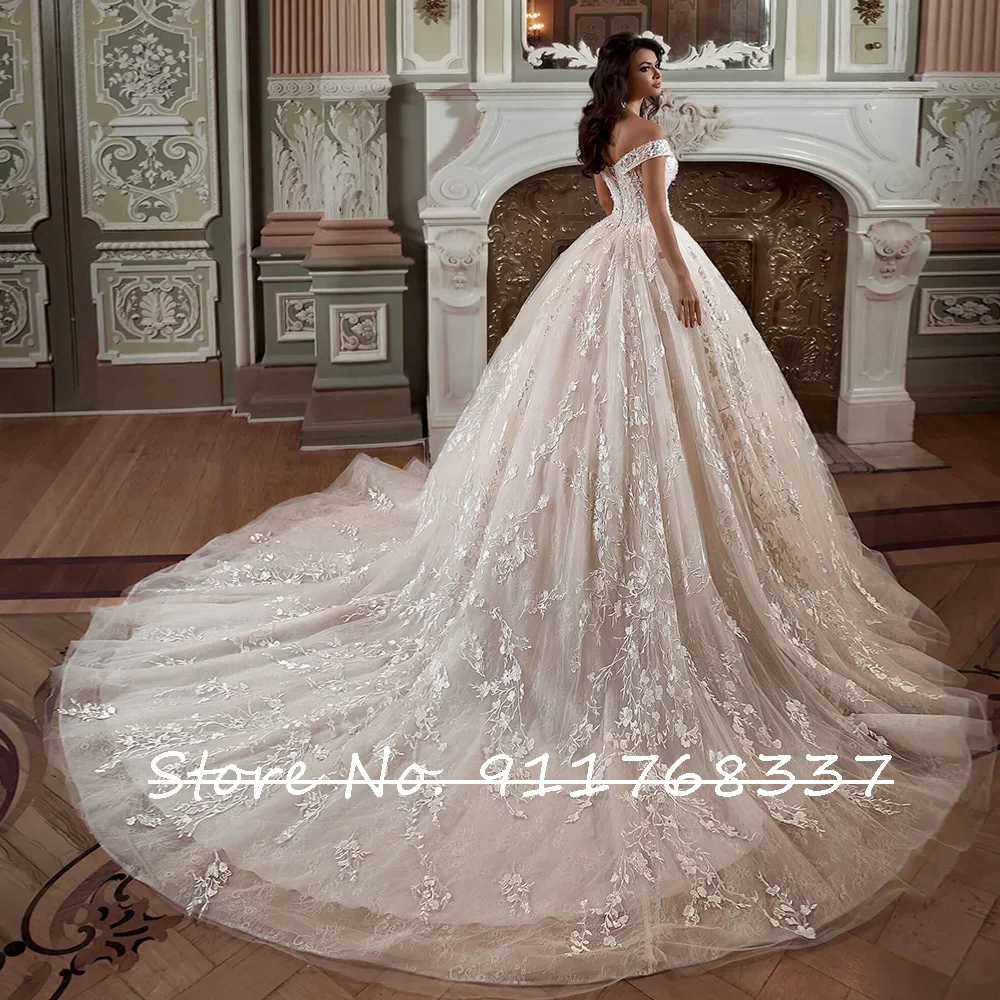 Abito da sposa personalizzato Robe De Mariage Abito da sposa con spalle scoperte Abito da sposa di lusso con applicazioni di perline Scollo a V Abiti Ve Noiva