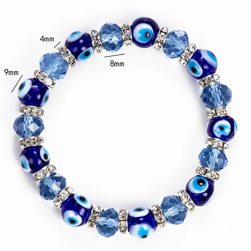 3 styles Trendy Simple Evil Eye Religious Eye Charm Blue Beads Lucky Bracelet Best Match Turkish Bracelet For Women