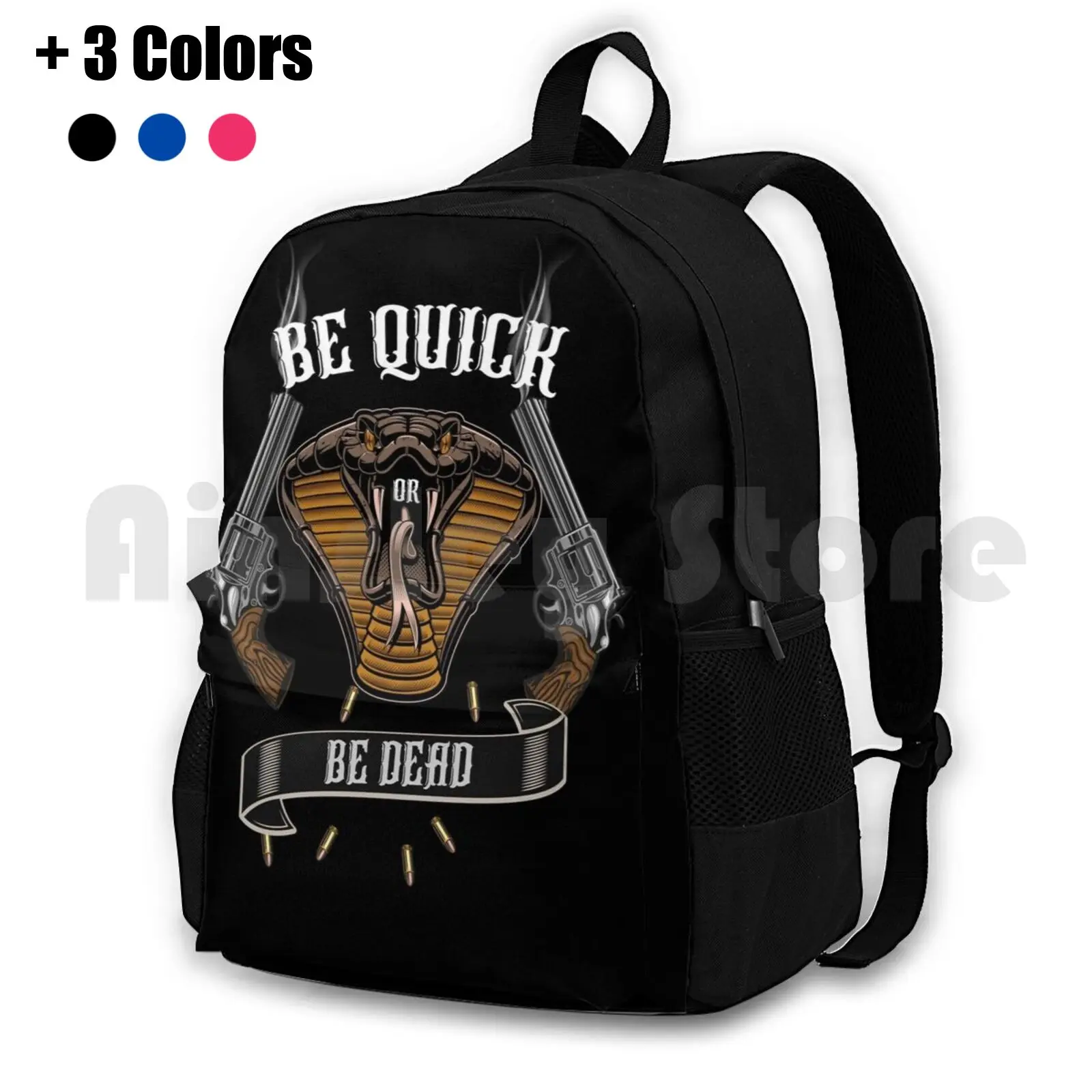 Outdoor Hiking Backpack Riding Climbing Sports Bag Pistol Viper Snake Bullets Nra Guns Shooter Sports Duel Colt Quick