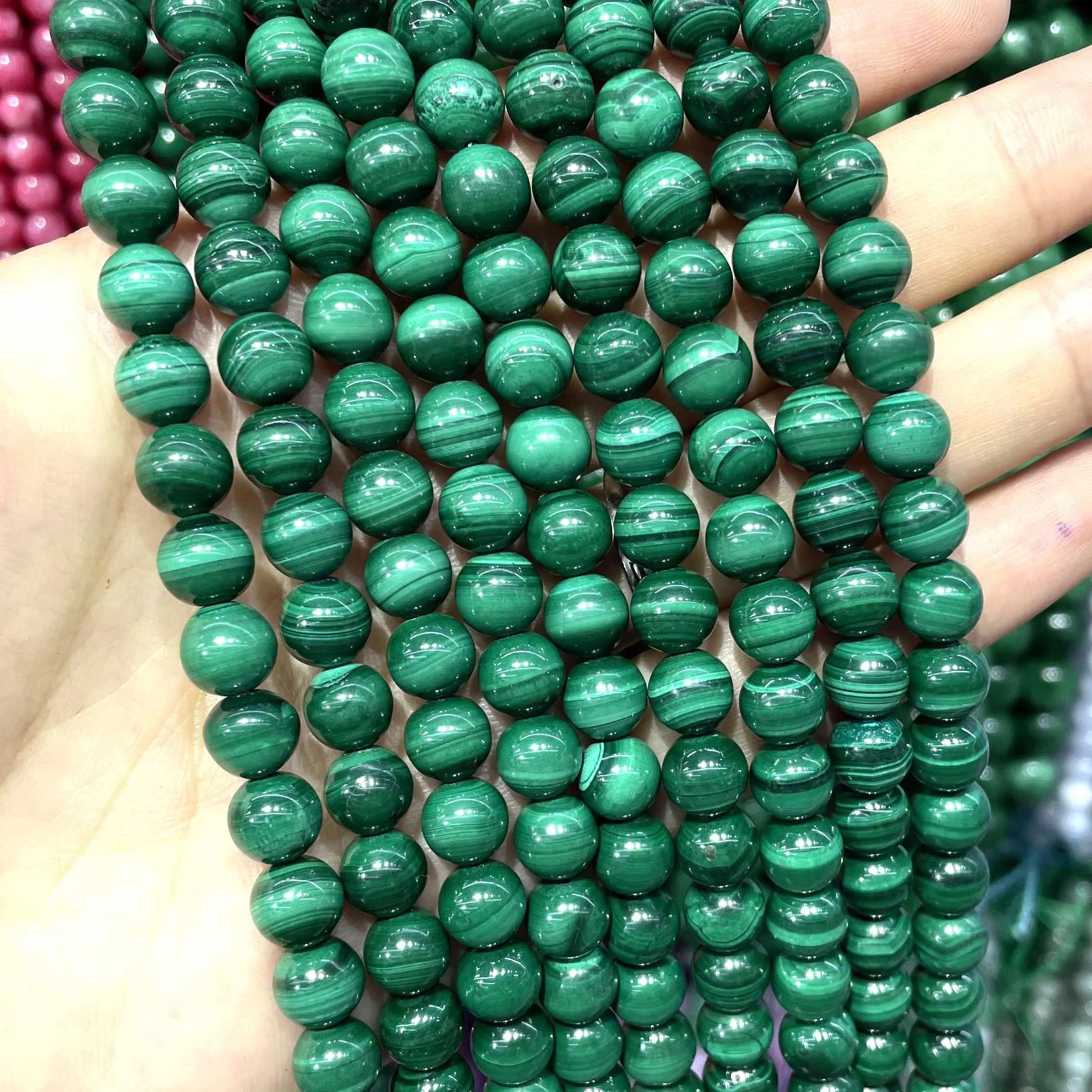 Natural Genuine Stone Green Malachite Round Loose Beads For Jewelry Making DIY Bracelet Necklace Accessories 4/6/8/10/12mm