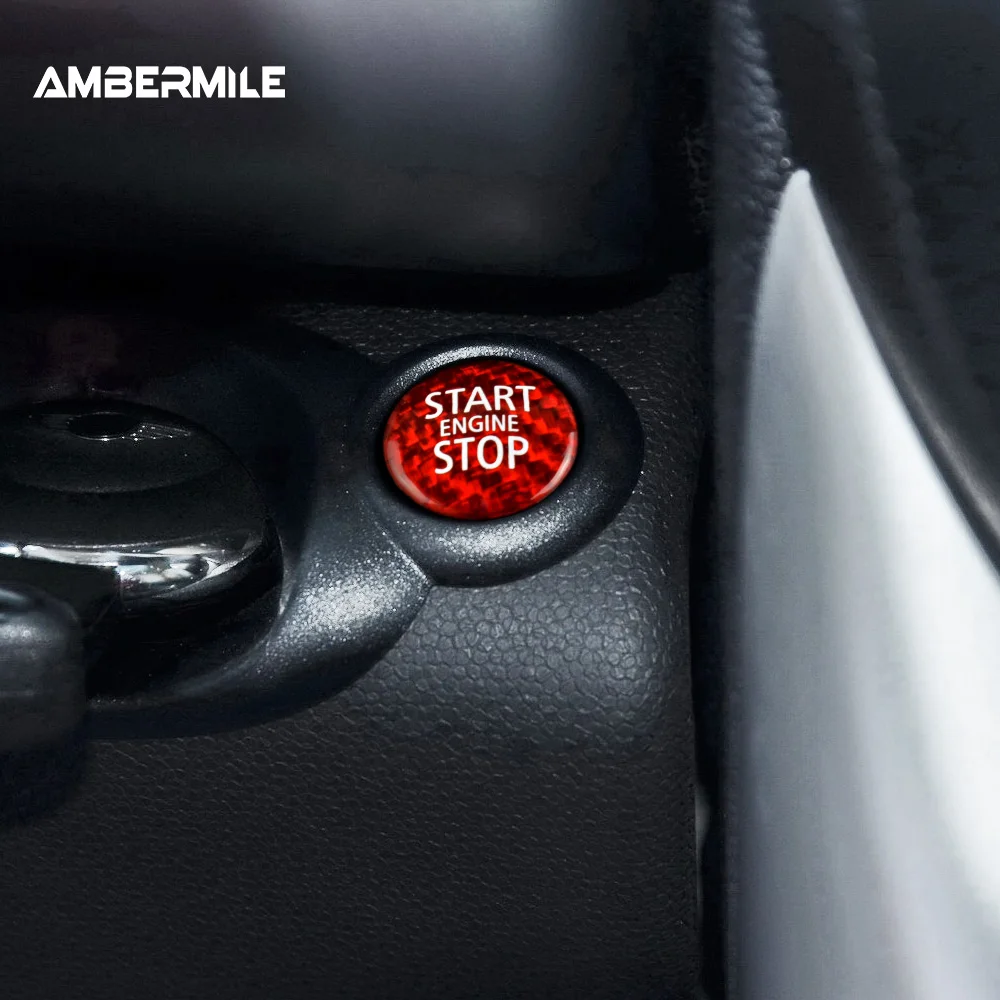 AMBERMILE for Mini Cooper R55 R56 R57 R58 R59 R60 R61 Accessories Carbon Fiber Car Engine Start Stop Button Interior Sticker