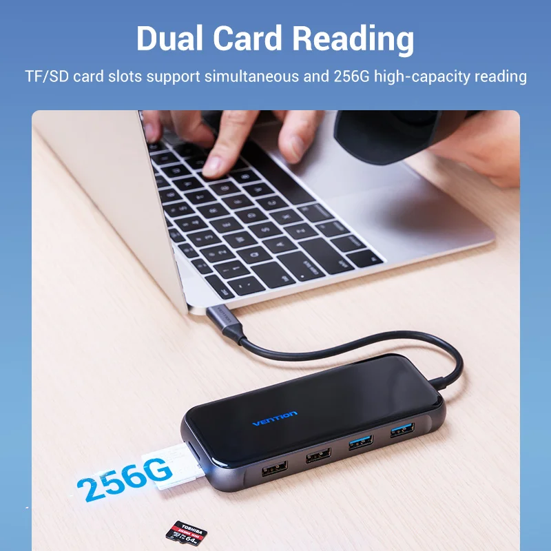 Vention USB C ประเภท C ถึง4K HDMI RJ45 VGA USB 3.0 PD Adapter สำหรับ MacBook Pro 2020 USB-C 3.1 Splitter 10 In 1 USB C HUB