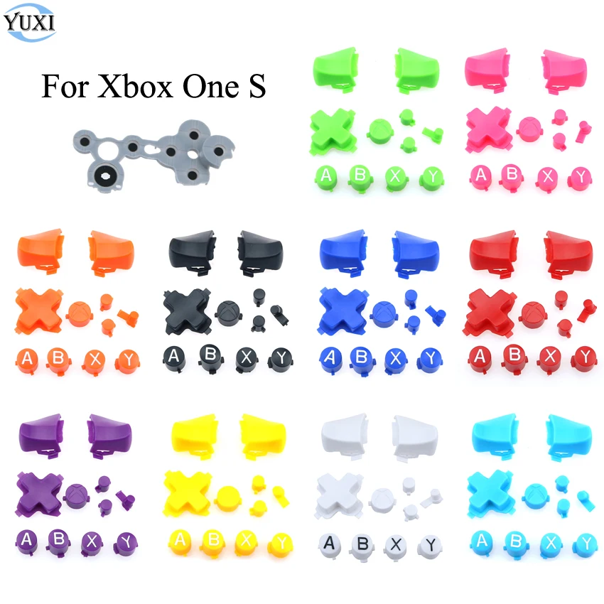 

YuXi 10 colors ABXY D-pad Cross Direction Buttons Mod Kit LT RT Button + Conductive Rubber Pad For Xbox One S Slim Controller