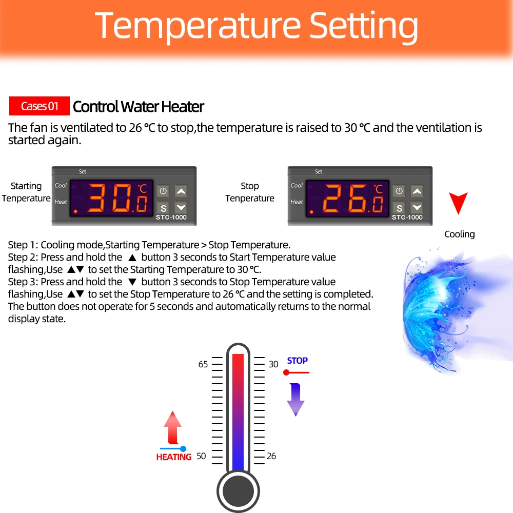 STC-1000 Temperature Controller Thermostat Thermoregulator Incubator Relay Brewing Incubator Heater Cooler 12V 24V 220V