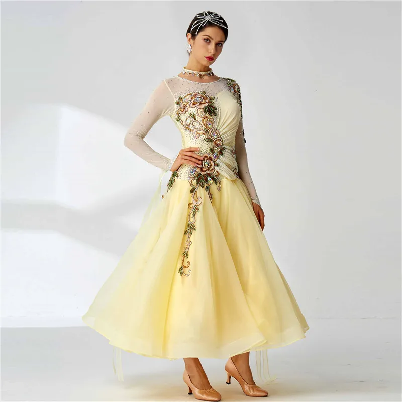 B-19597 Custom high quality national standard modern dance dress costume competition ballroom dance dress for girls