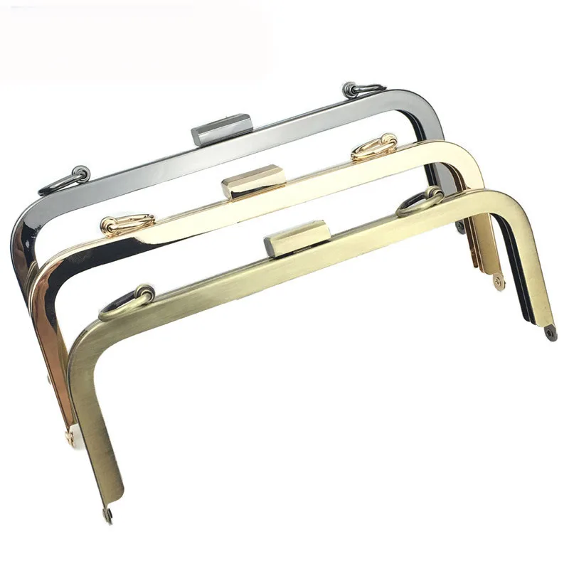 Marco de Metal dorado suave para monedero de 21cm para mujer, accesorio para bolso de bricolaje, marco de cierre de broche, Hardware, 10 Uds.