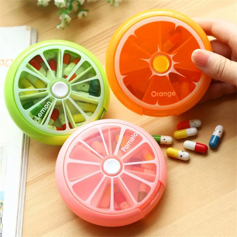 Pill Box Fruit Shaped Vitamin 7 Day Weekly Medicine Pillbox Tablet Storage Case Container Cases Travel Round Health Care