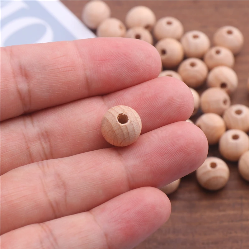 30/50/100 Pcs/Lot Wooden Beads 12/15mm Baby Foods Grade Teether Beads for Baby DIY Chew Rattle Toy Pacifier Chain Accesories