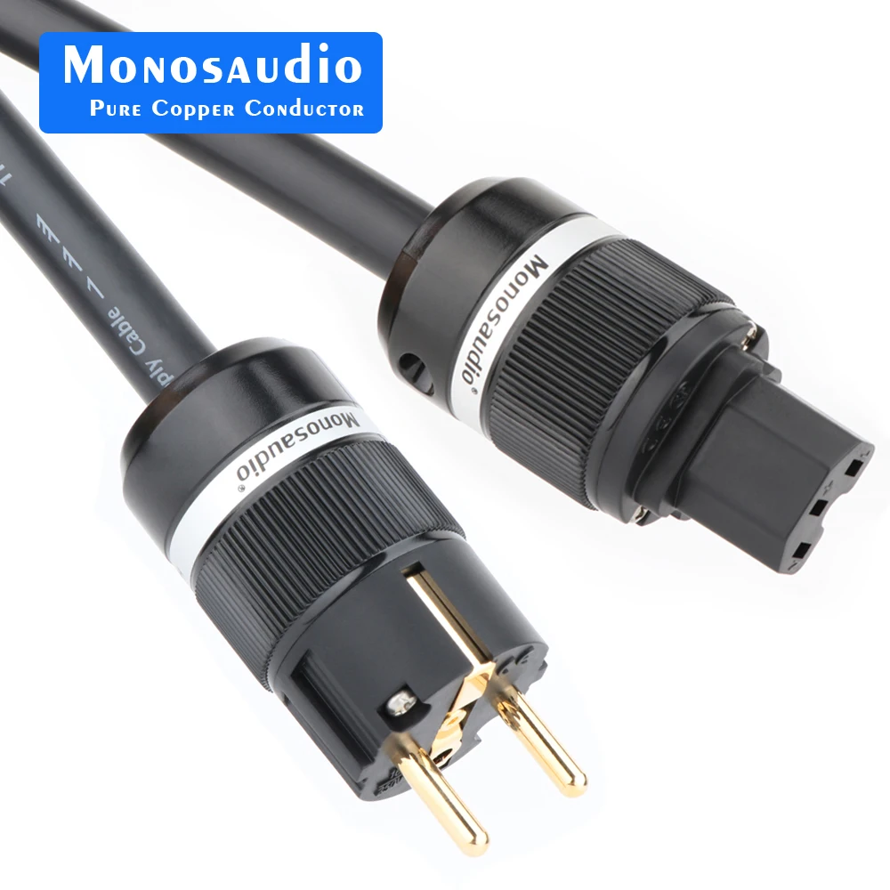 

Monosaudio P901 Hi-End OFC Copper Gold Plated Power Schuko Power Cord HIFI Extension AC Power Cable EU Version Power Cable