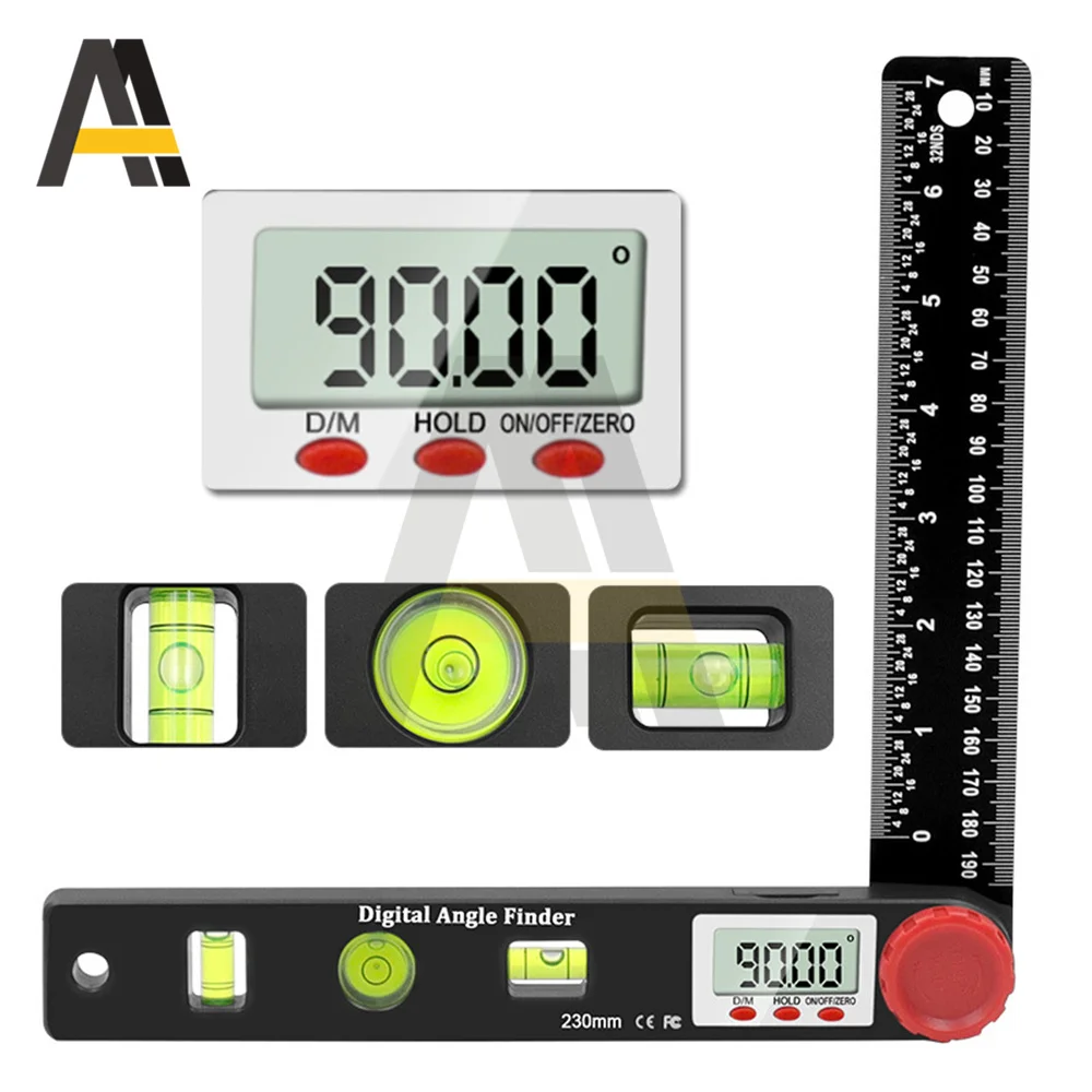 230MM 4 in 1 Digital Meter Protractor Angle Ruler Spirit Level Ruler Woodworking Angle 360 Degree Protractor Electron Goniometer