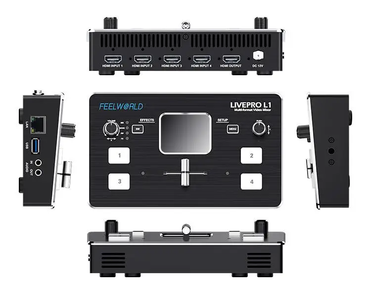 FEELWORLD LIVEPRO L1  4xHDMI Inputs Camera Production USB3.0 Live Streaming Youtube Multi Format Video Mixer Switcher