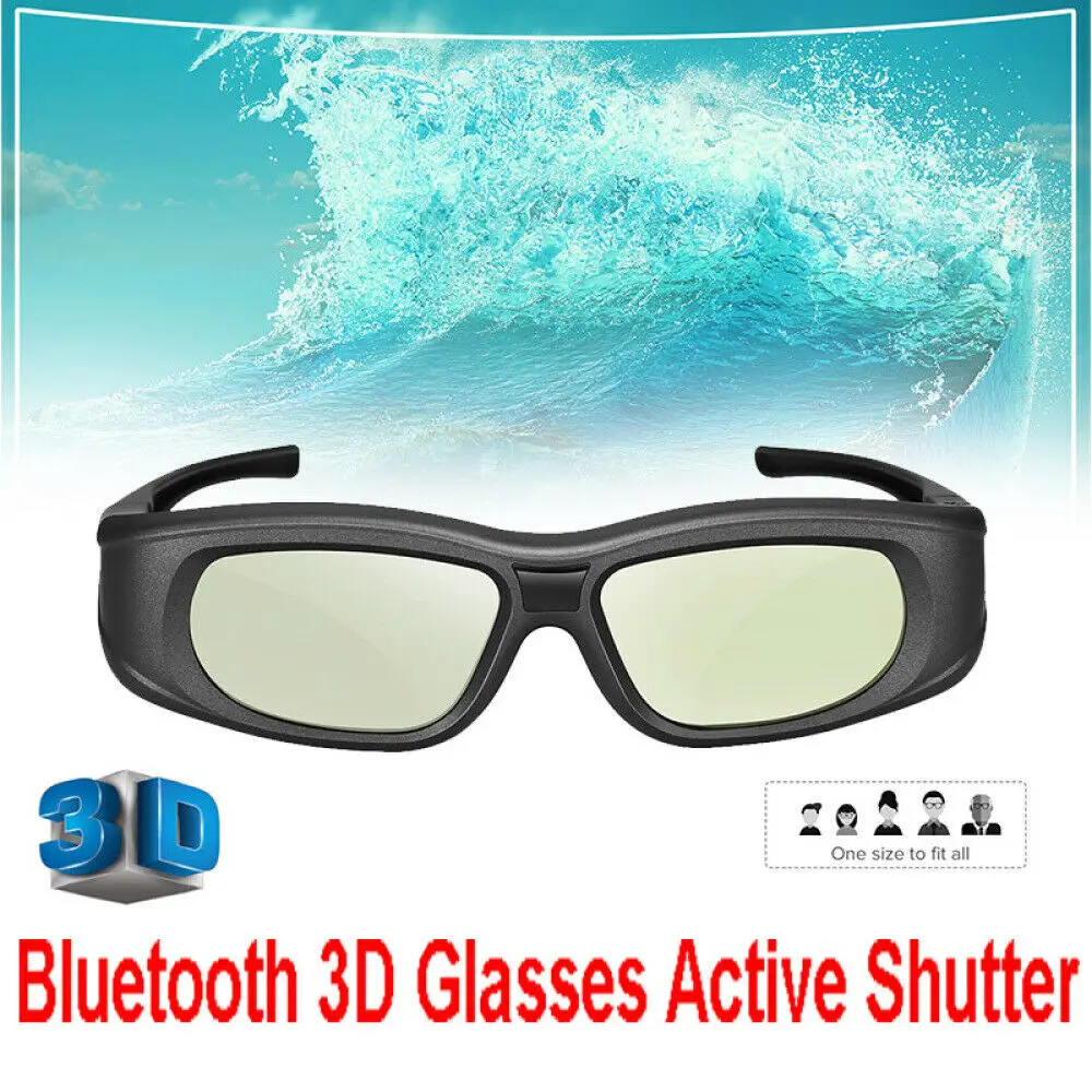 Bluetooth 3D Glasses Active Shutter Rechargeable Eyewear Compatible with Epson Sony Projector/Sony Panasonic Samsung 3D TV