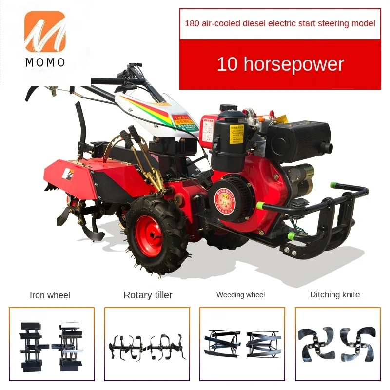 Small Agricultural Multifunctional New Miniature Rotary Tiller Diesel Engine Four-Wheel Drive Furrowing Machine Drip Irigation