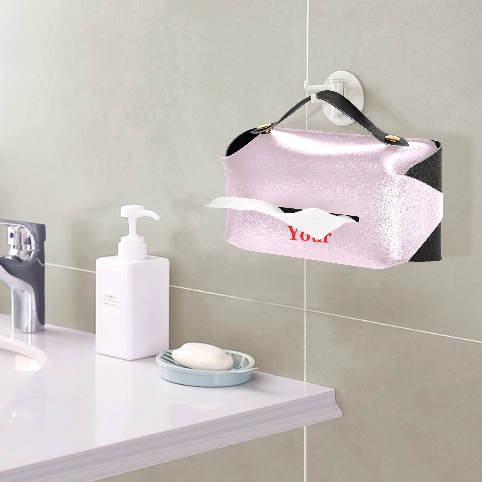 Car-Carrying Toilet Home Bathroom Desktop Pumping Tissue Box PU Leather Living Room Creative Custom Pattern Tissue Storage Box