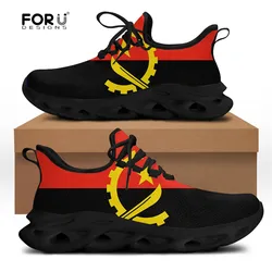 FORUDESIGNS Men's Sneakers Fashion Flag Of Angola Pattern Lace Up Casual Summer Breathable Light Men Shoes Comfort Outdoor Shoes