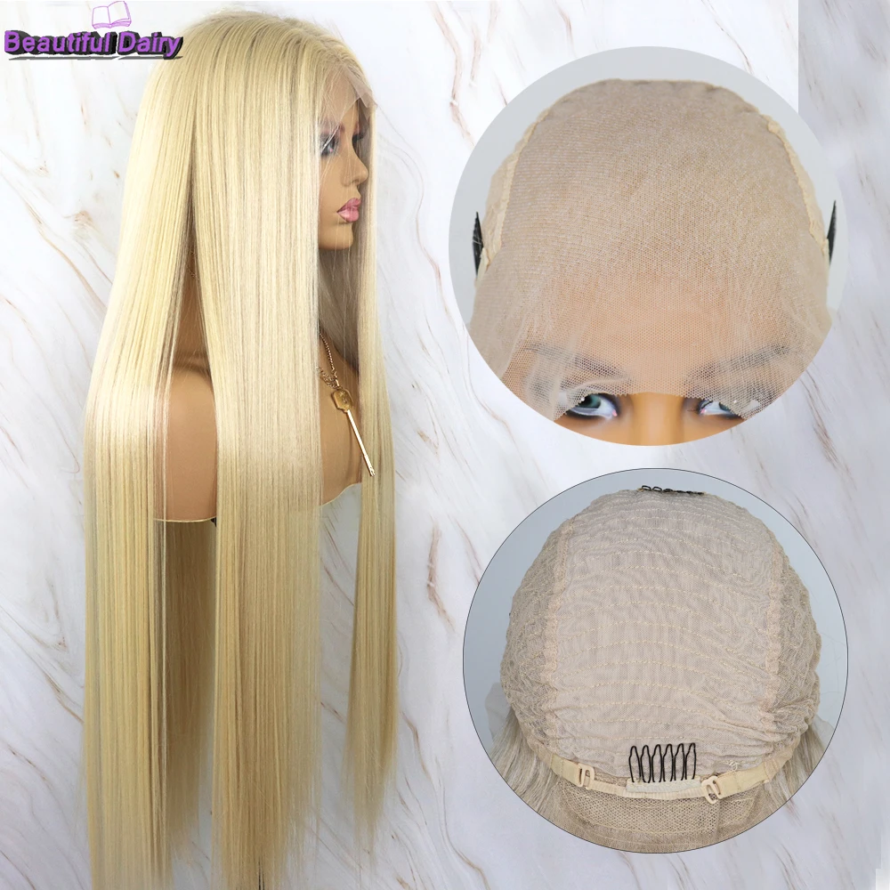 Beautiful Diary 30inch Blonde Lace Front Wigs Long Straight Futura Hair 13x6 Synthetic Lace Front Wigs For Women Gluesless Wigs