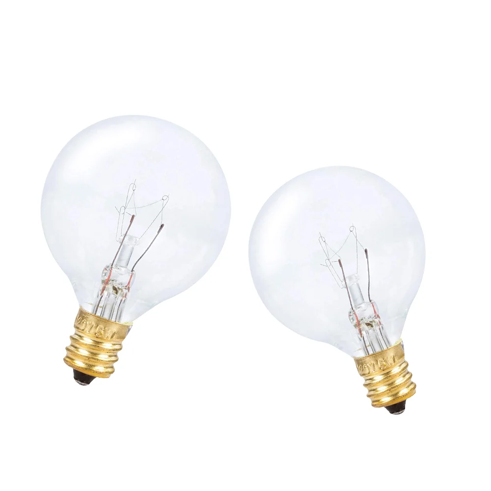 25Pcs G40 String Light Bulb Replace 120V/220V Tungsten Bulb E12 Base Socket Holder Bulb For Home Garden Decoration