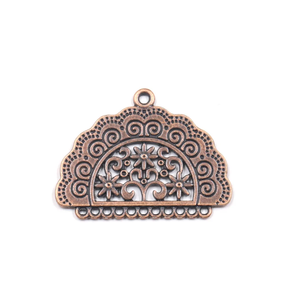 12 Stück gemusterte, fächerförmige Verbindungsstücke für Ohrringe, Anhänger, DIY-Ohrring-Charms – Detail 4