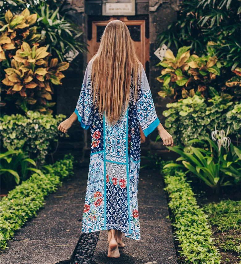 Bohemian In Hình Cổ Chữ V Rời Đi Biển Mùa Hè Đầm Cotton Áo Thun Nữ Đi Biển Quần Bơi Che Áo Dây De Plage