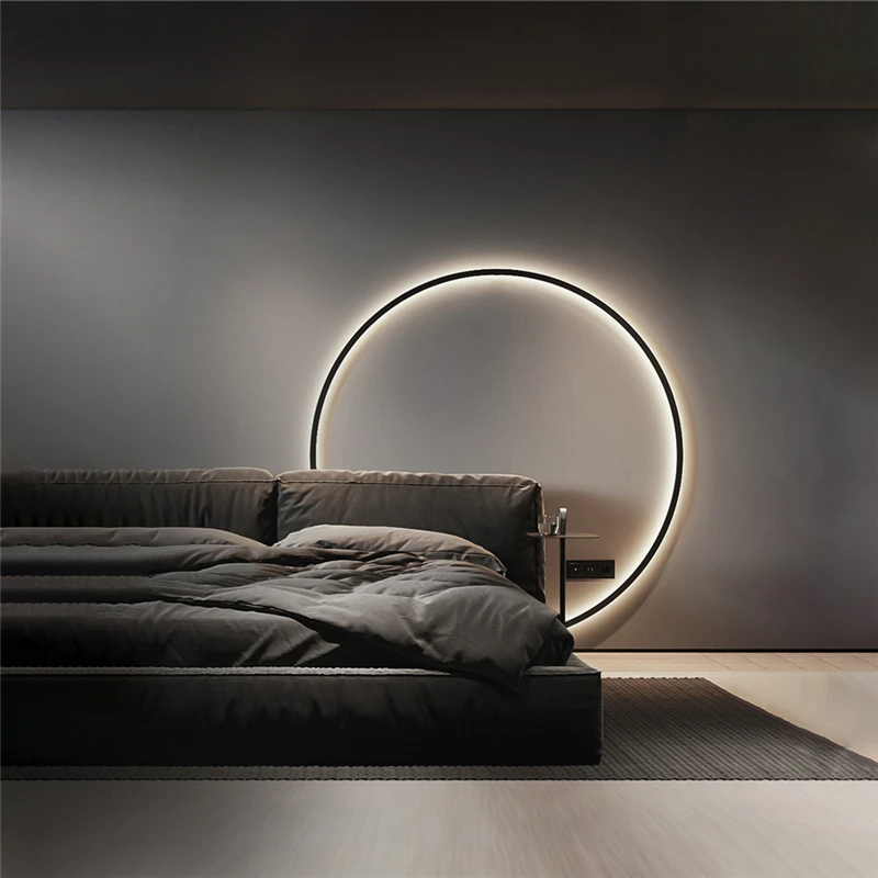 designer anel led luz de parede lampada de parede minimalista sala estar decoracao atmosfera luzes nordic quarto decoracao iluminacao com plugue 01