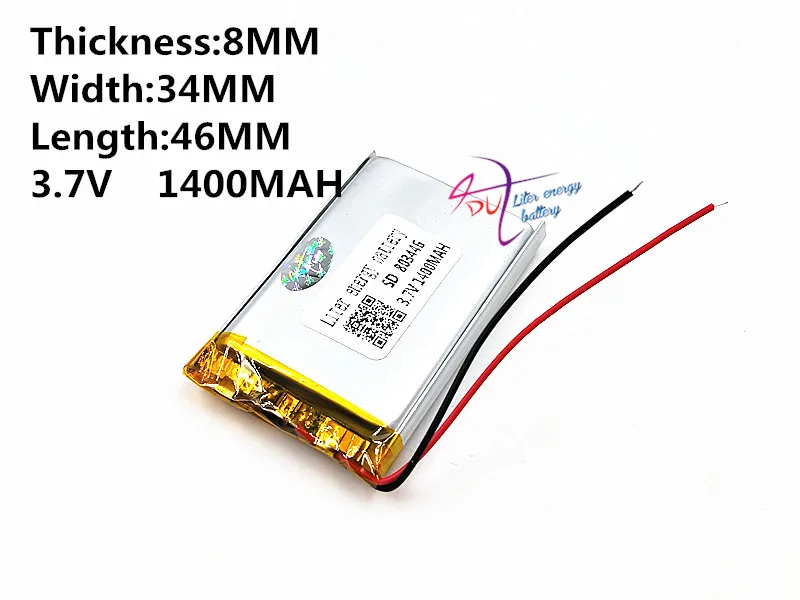 3.7V 1400mAH 803446   Batería de energía de litro de polímero de iones de litio/batería de iones de litio para modelo de avión GPS mp3 mp4 teléfono celular