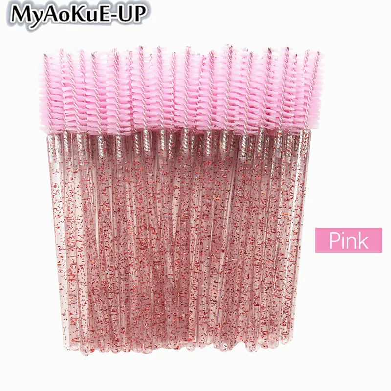 50pcs Disposable Make Up brushes Cosmetic Eyelashes Crystal Eyelash brushes Diamond Applicator eyelash mascara wands brush tools