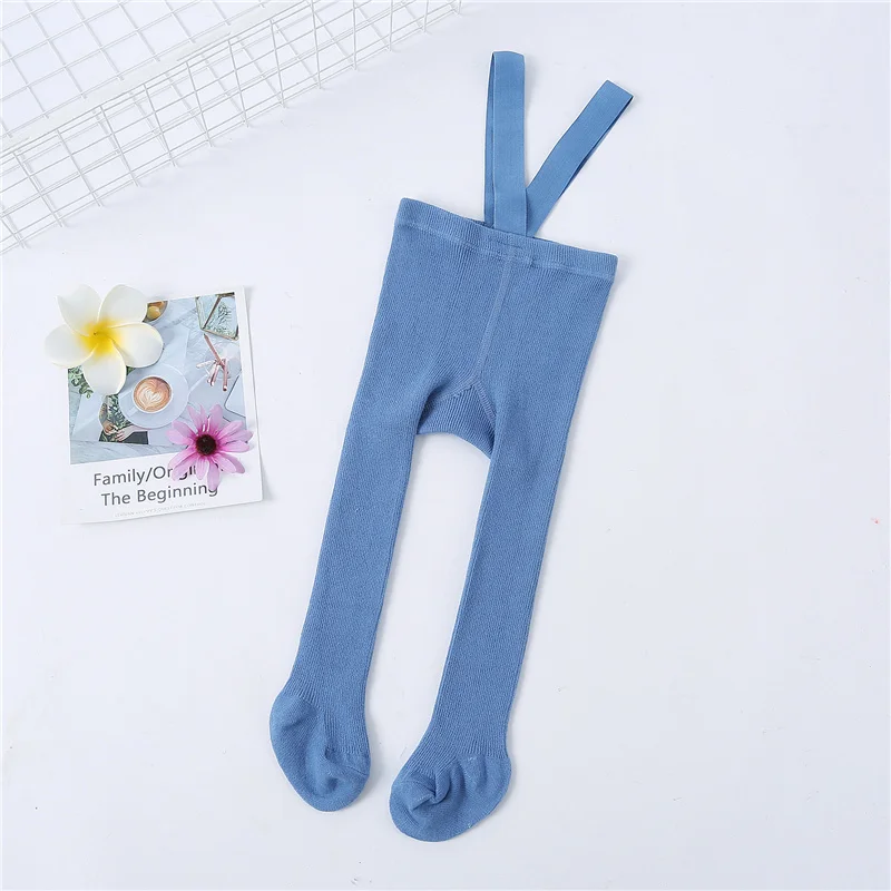 New 0-3Year Autumn Winter Tights For Girls Solid Pantyhose Casual Tights for Boys with Shoulder Strap Knitted Clothes