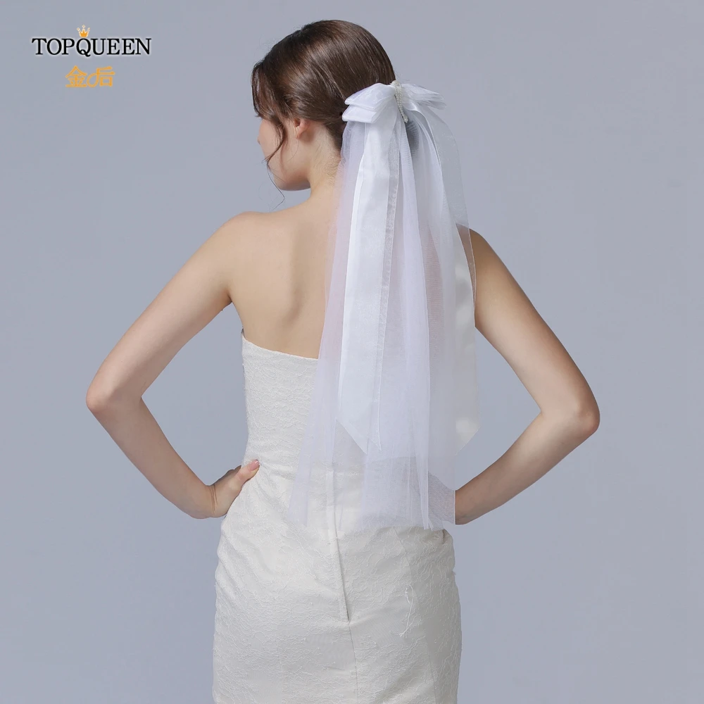 TOPQUEEN – voile de mariée Simple, Double couche, court, deux couches, accessoires pour mariage, V16, 2021