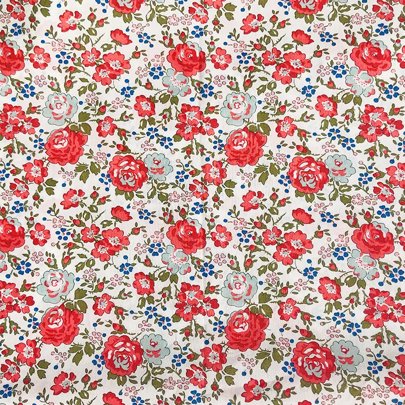 

RED 80S Tissun liberty Cotton Poplin Fabric For Kids Baby Sewing Cloth Dresses Skirt DIY Handmade Patchwork Meter 2021