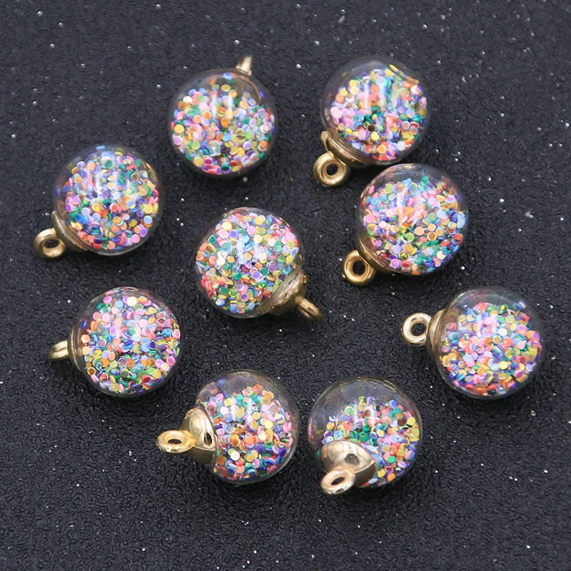 10pcs 16mm Transparent Colored Glass Ball Beads Pendant Box Bracelet Necklace Jewelry Making DIY Earrings Found