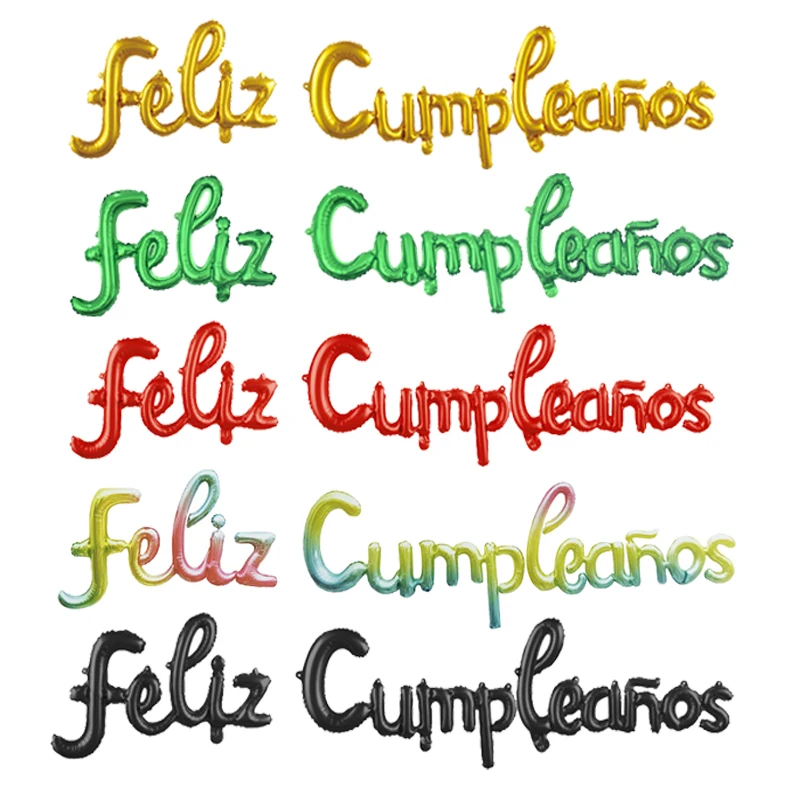 Spanish Happy Birthday Letters Balloons Red Black Green Lowercase Conjoined Alphabet Birthday Party Decors Banner Baby Shower