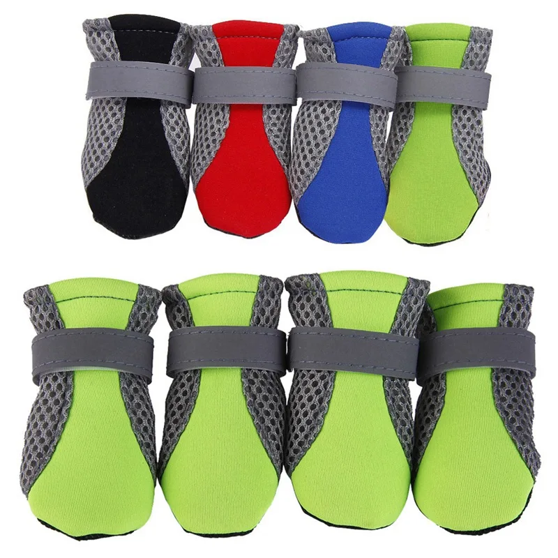 Reflective And Breathable Dog Shoes Anti-slip Pet Boots Paw Protector Reflective Straps Dog Teddy Cute Breathable Net shoes