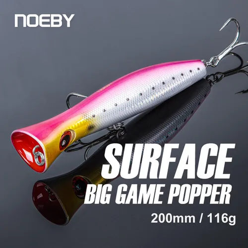 Noeby Big Game Popper 200mm 116g Señuelos de Pesca Topwater Wobblers cebos duros artificiales para lubina atún Señuelos de Pesca de Agua Salada