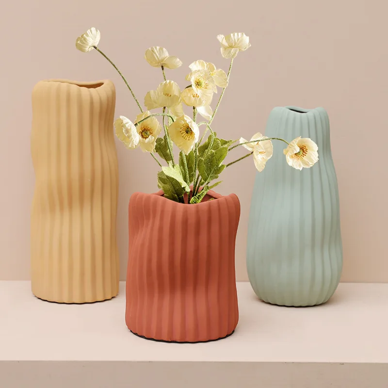 Nordic Morandi Line Glaze Ceramic Vase Decoration Flower Vase  Bedroom Study Home Wedding Table Decoration Vase Gifts