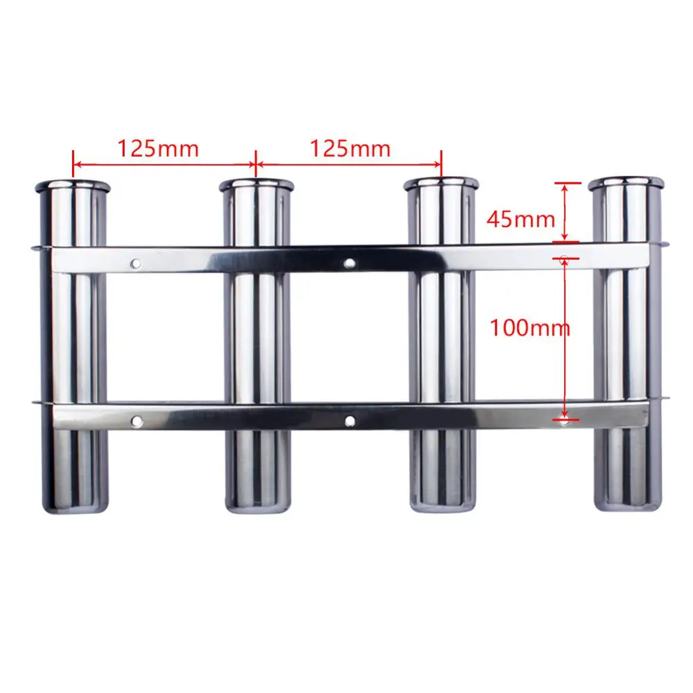 Boat Accessories Marine Stainless Steel 4 Tube Fishing Rod Storage Holder Rack & Boat Organiser