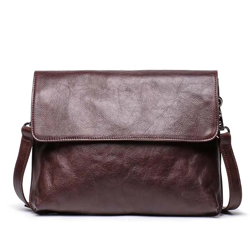 Ipc PromotionVintage Cowhide Messenger Bag Luxury Retro 100% Genuine Leather Handbags Woman Unisex Female Mid Size Shoulder Bags