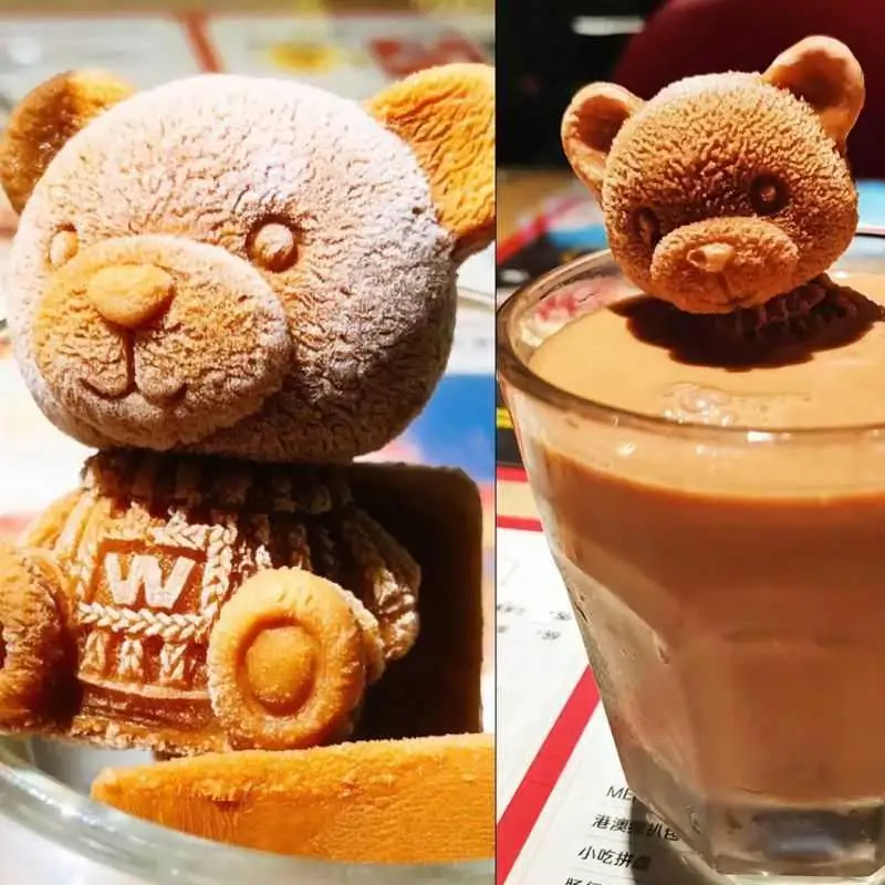 3D Bear Flexible Silicone Ice Cube Mold Tray Silicone Mold Coffee Milk Tea Ice Cube Mold