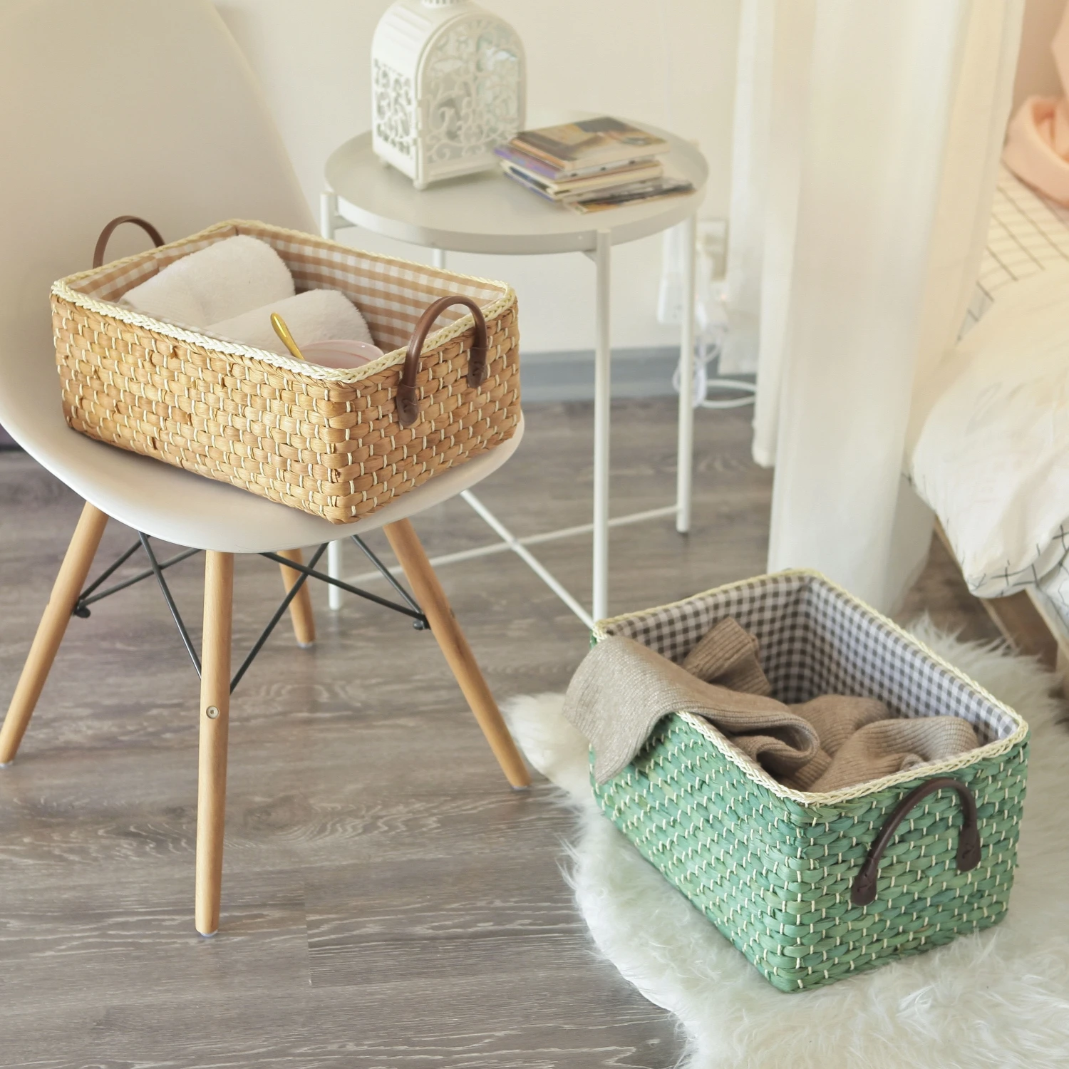 Garden grass woven storage basket Japanese arrangement box clothes toy storage box sundry woven basket storage basket CL110902